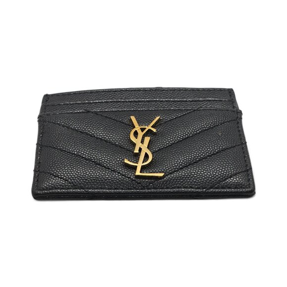 Saint Laurent YSL Monogram Leather Cardholder Wallet in Black $325 - Picture 6 of 9